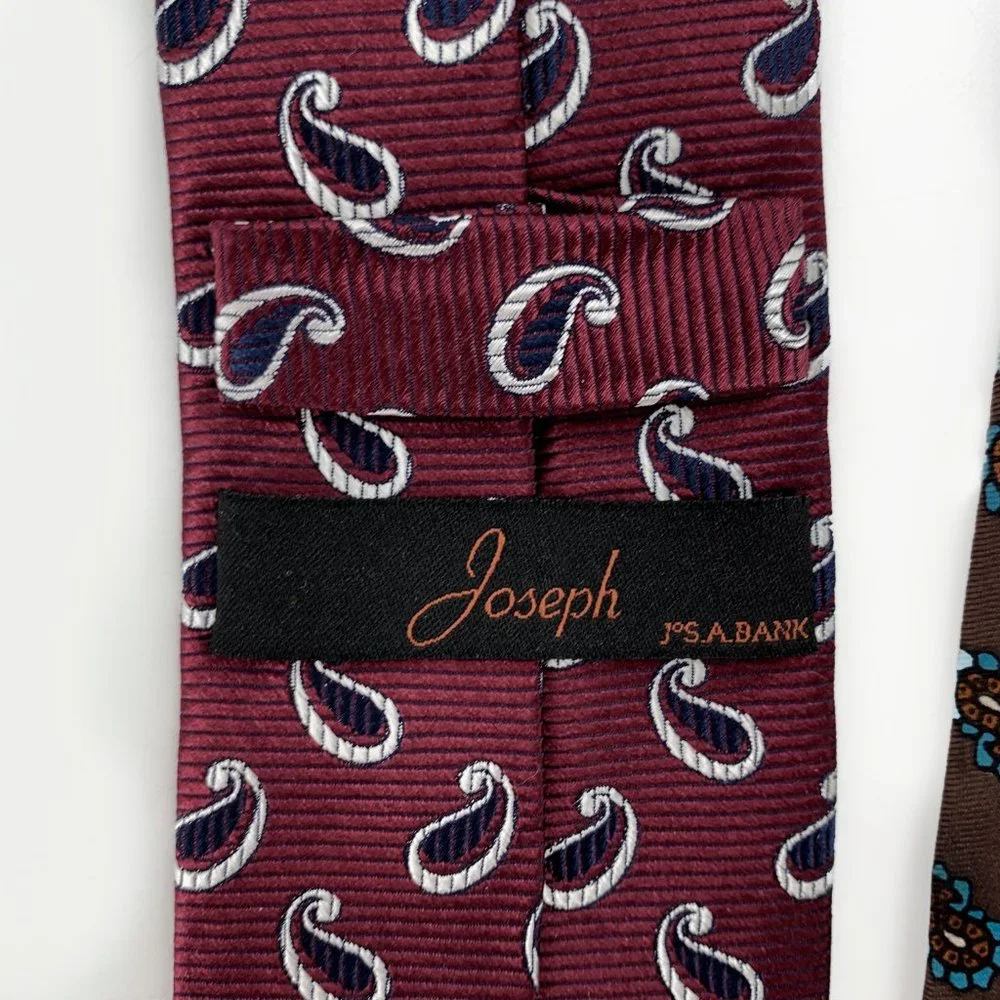 Bundle 2 Joseph Jos A. Bank & John Weitz by Burma Tie Burgundy & Brown 100% Silk